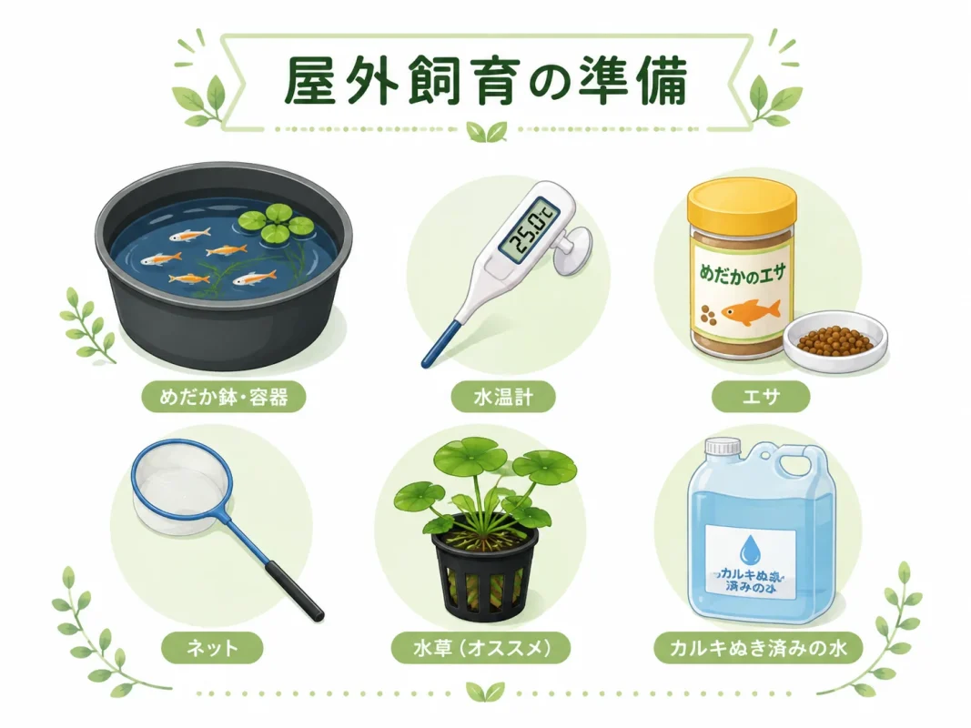 メダカの屋外飼育を始めるために必要な基本用品