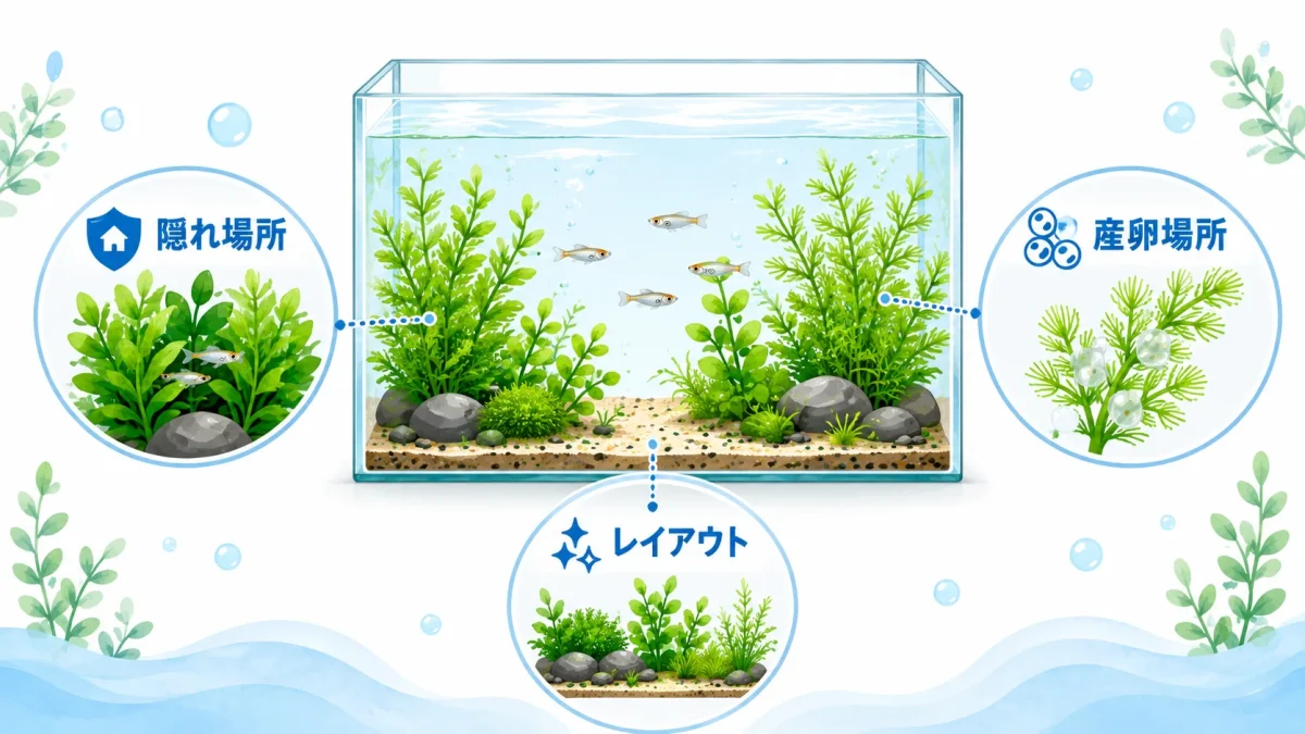 メダカ水槽に水草を入れる主なメリット