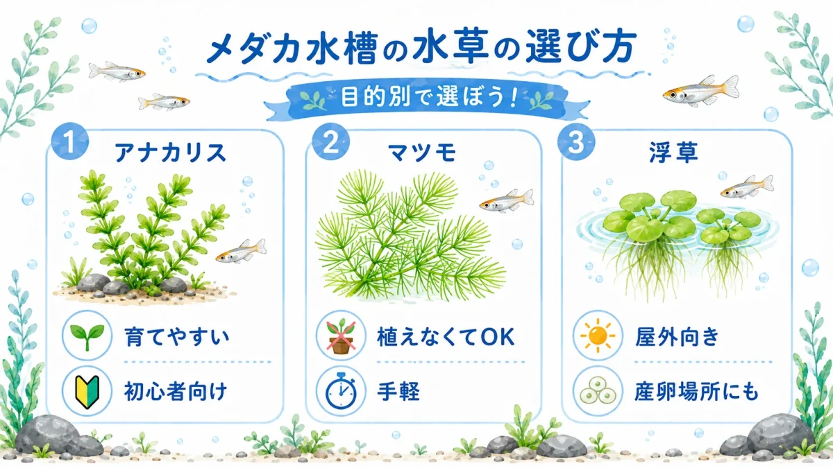 メダカ水槽におすすめのアナカリス・マツモ・浮草の選び方