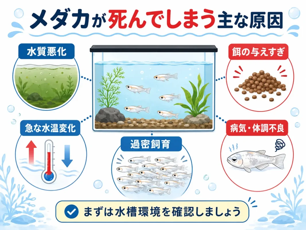 メダカが死んでしまう主な5つの原因