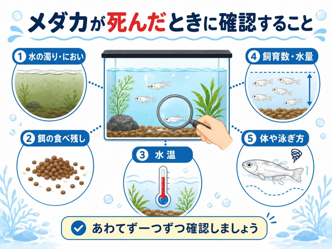 メダカが死んだときに確認する水槽と飼育環境のポイント
