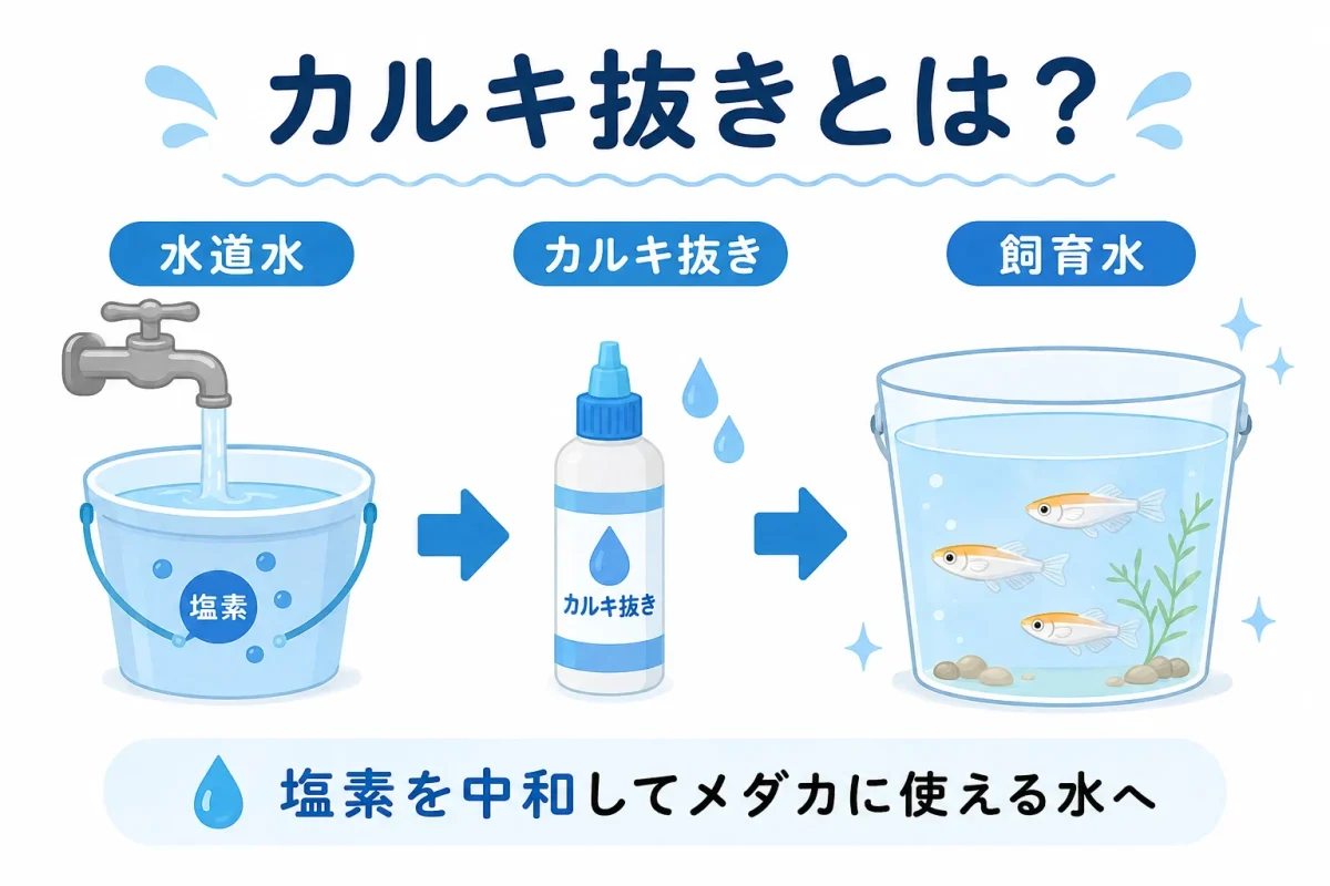 水道水からメダカ用の飼育水を作るカルキ抜きの仕組み