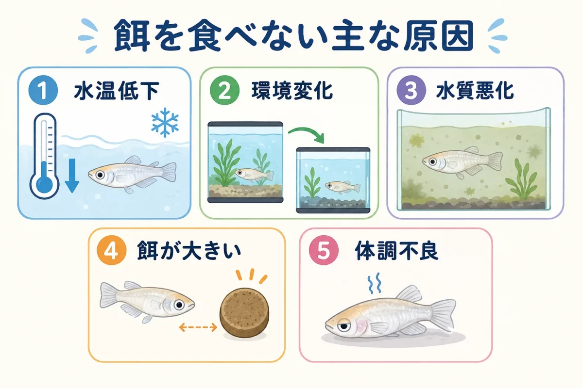 メダカが餌を食べない主な5つの原因