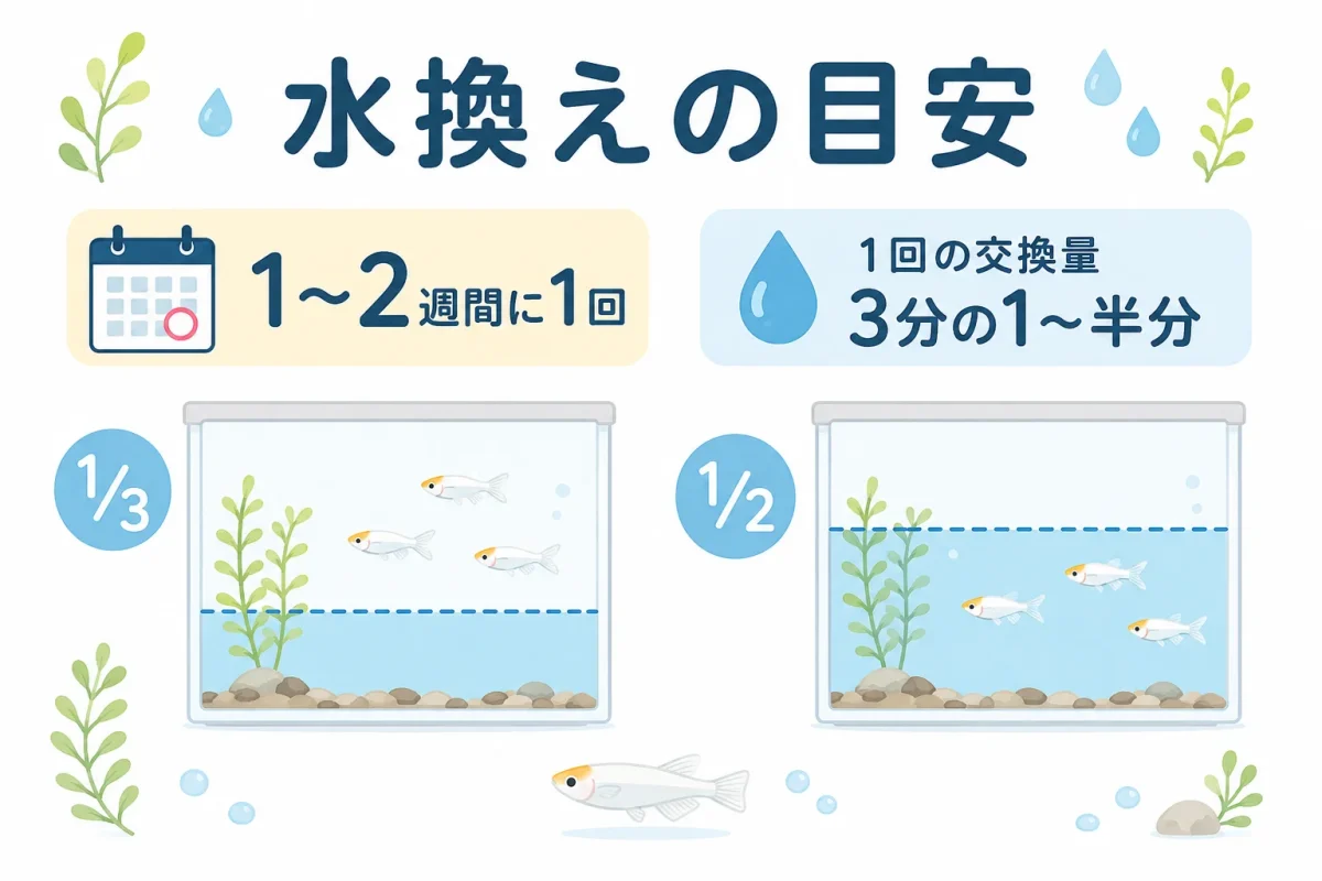 メダカの水換え頻度と交換する水量の目安