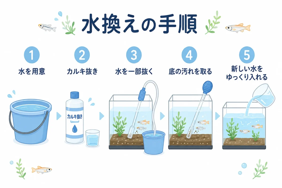 メダカ水槽の正しい水換え手順