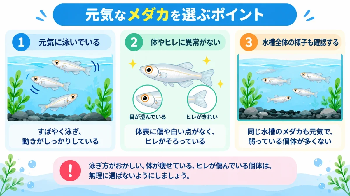 購入するときに確認したい元気なメダカの特徴
