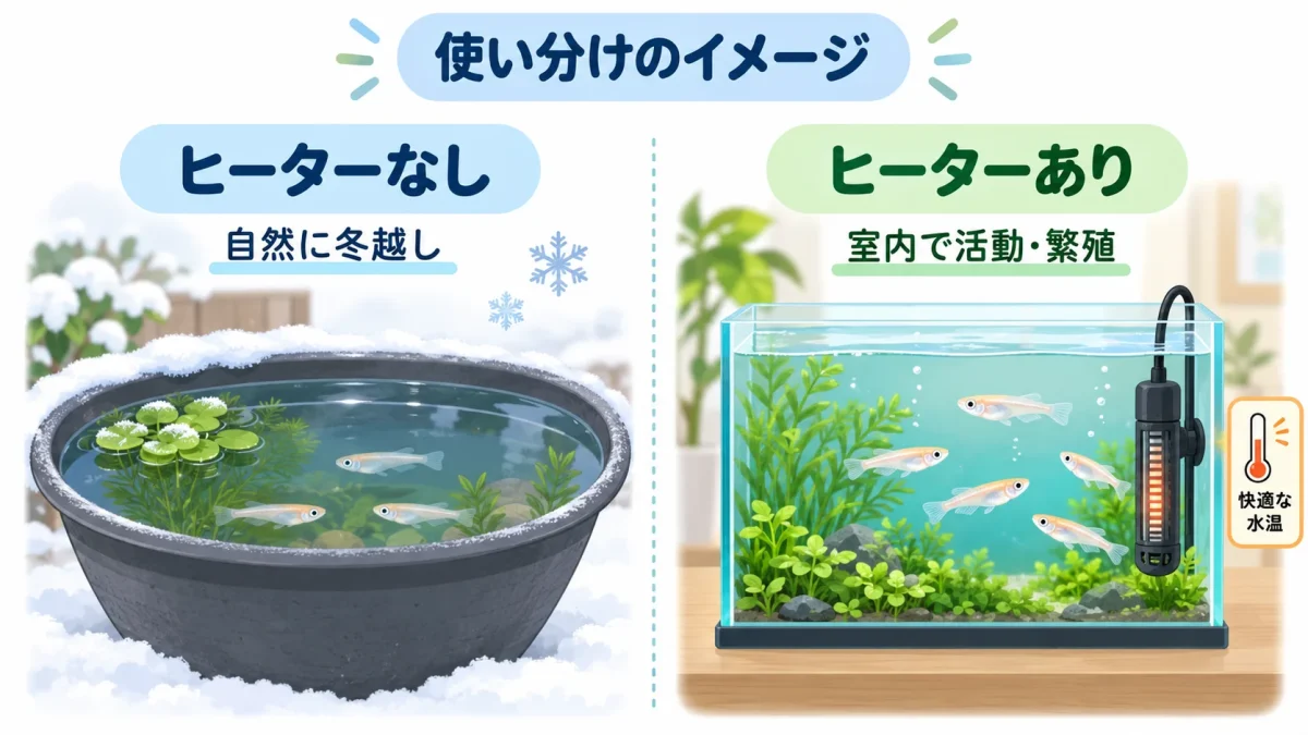 メダカ飼育でヒーターが必要な場合と必要ない場合の違い
