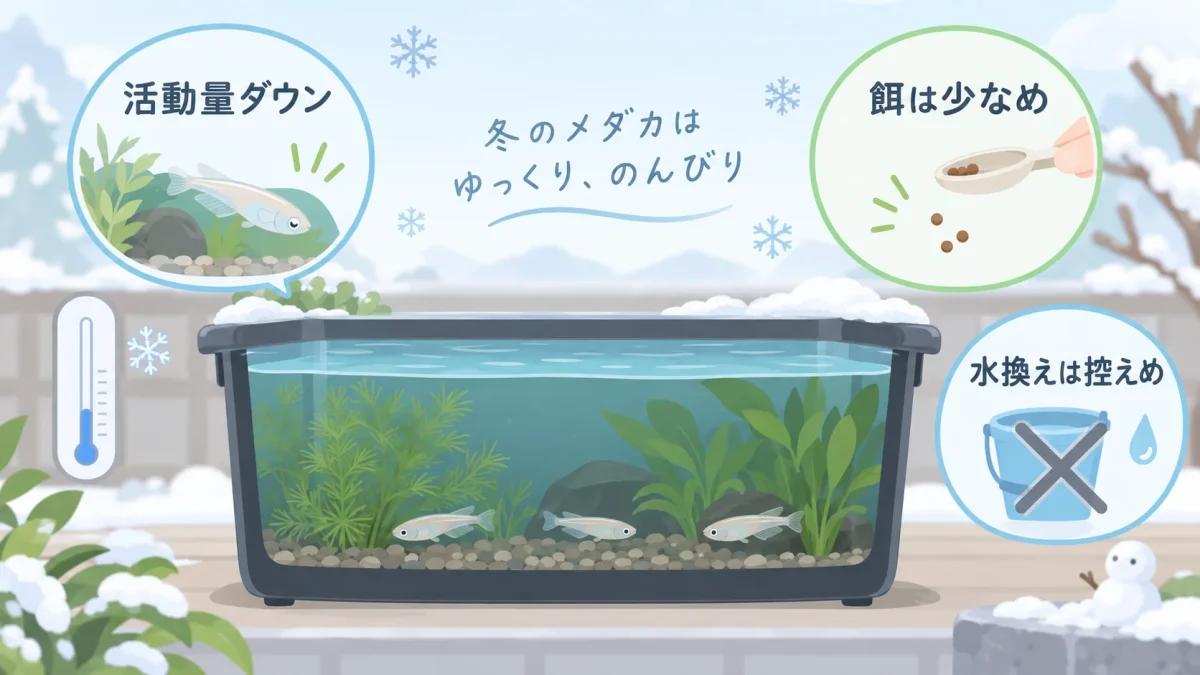 冬のメダカ飼育で変わる活動量と餌と水換え
